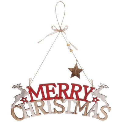 Merry Christmas Hand Painted Wooden Hanging Sign - Christmas.uk