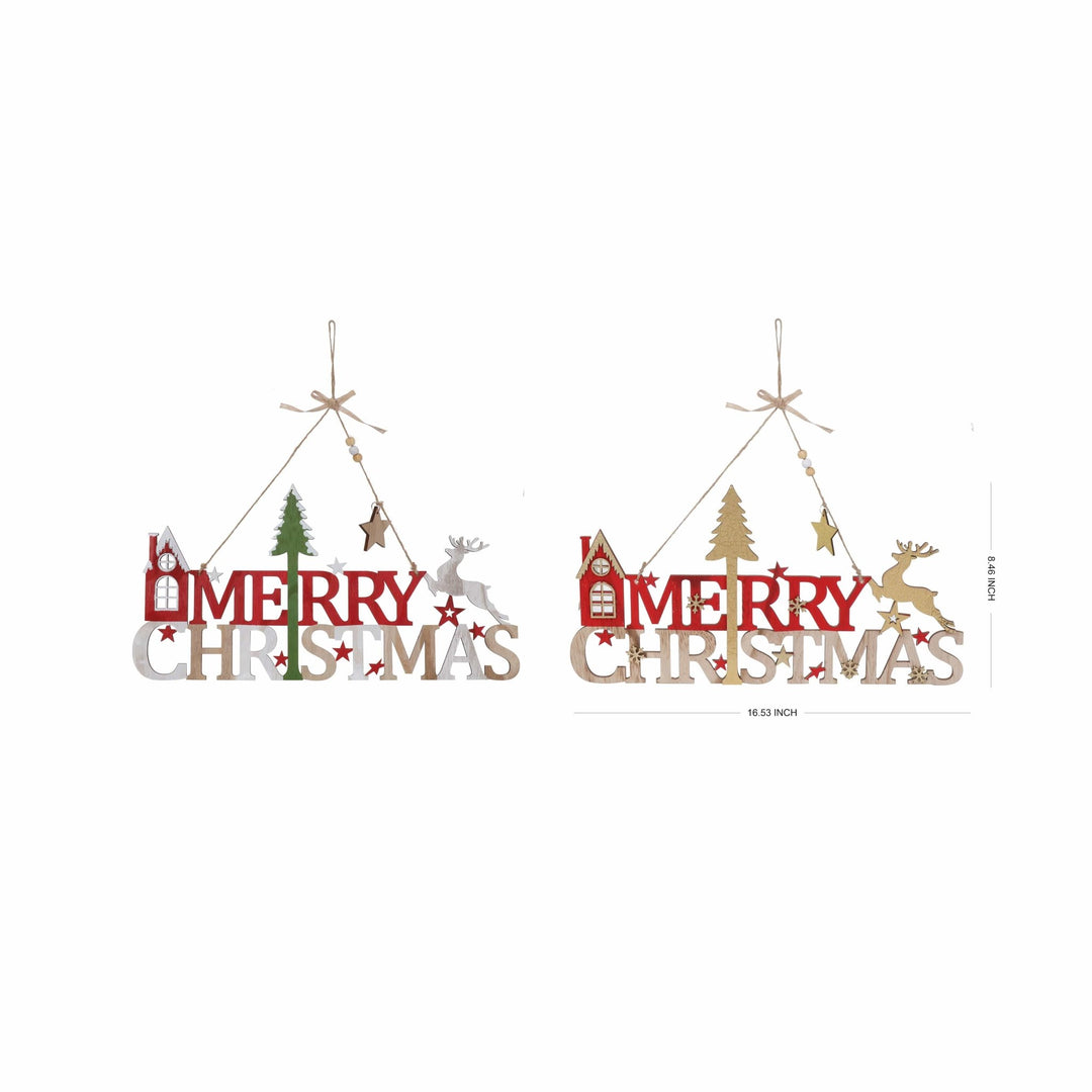 Merry Christmas Signs - Reindeer & Christmas Tree - set of 2 - Christmas.uk