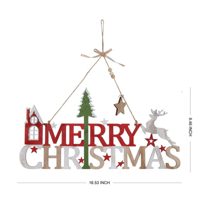 Merry Christmas Wooden Hanging Sign - Christmas.uk
