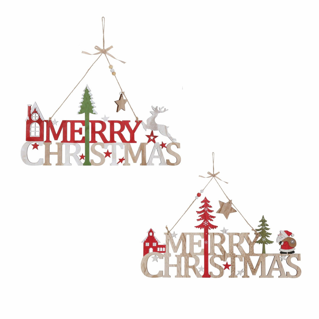 Merry Christmas Wooden Signs - set of 2 - Christmas.uk