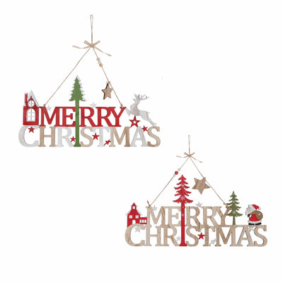 Merry Christmas Wooden Signs - set of 2 Christmas UK 5060645720584 I Christmas UK Online Shop