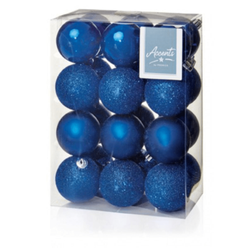 Midnight Blue Christmas Baubles - 6 cm, set of 24 - Christmas.uk