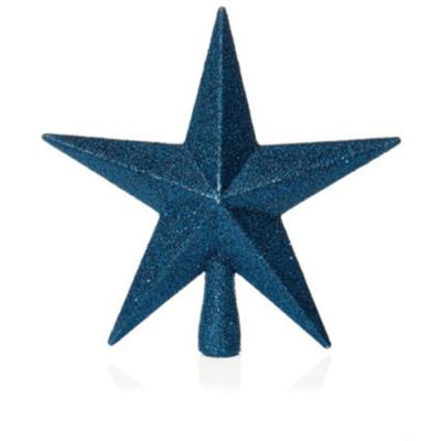 Midnight Blue Star Christmas Tree Topper - 20 cm, glitter finish - Christmas.uk
