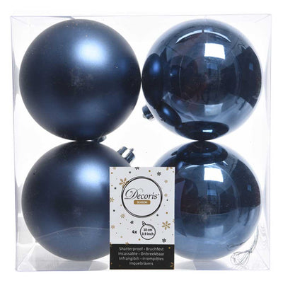 Night Blue Shatterproof Baubles - 10 cm - box of 4 - Christmas.uk