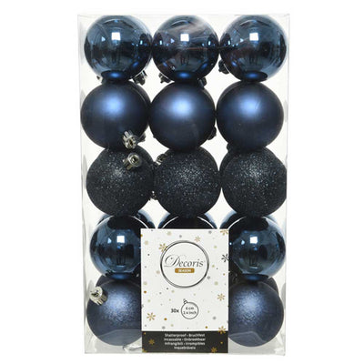 Night Blue Shatterproof Baubles - 6 cm - box of 30 Kaemingk 8720194931134 I Christmas UK Online Shop