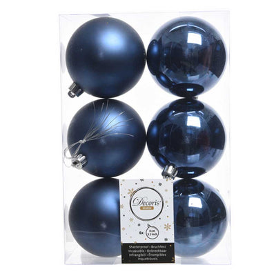 Night Blue Shatterproof Baubles - 8 cm - box of 6 Kaemingk 8718532269803 I Christmas UK Online Shop
