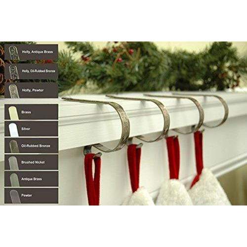 Original Mantle Clip - 2 Pack Stocking Holder - Pewter Finish - Christmas.uk