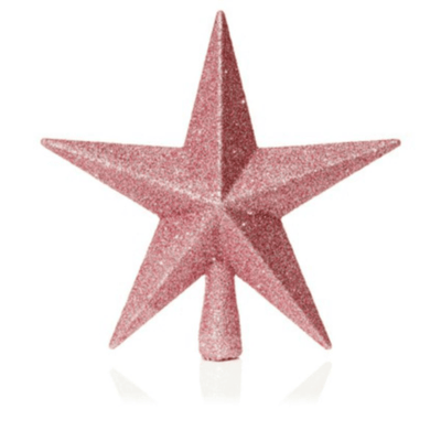Pink Tree Top Star - 20 cm, Glitter Finish - Christmas.uk