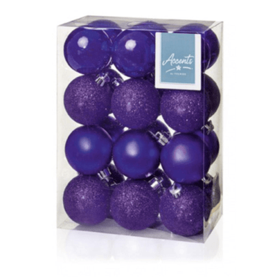 Purple Christmas Baubles - 6 cm, set of 24 Premier Decorations 5050882335450 I Christmas UK Online Shop