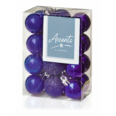 Purple Christmas Baubles - 6cm, set of 24 - Christmas.uk