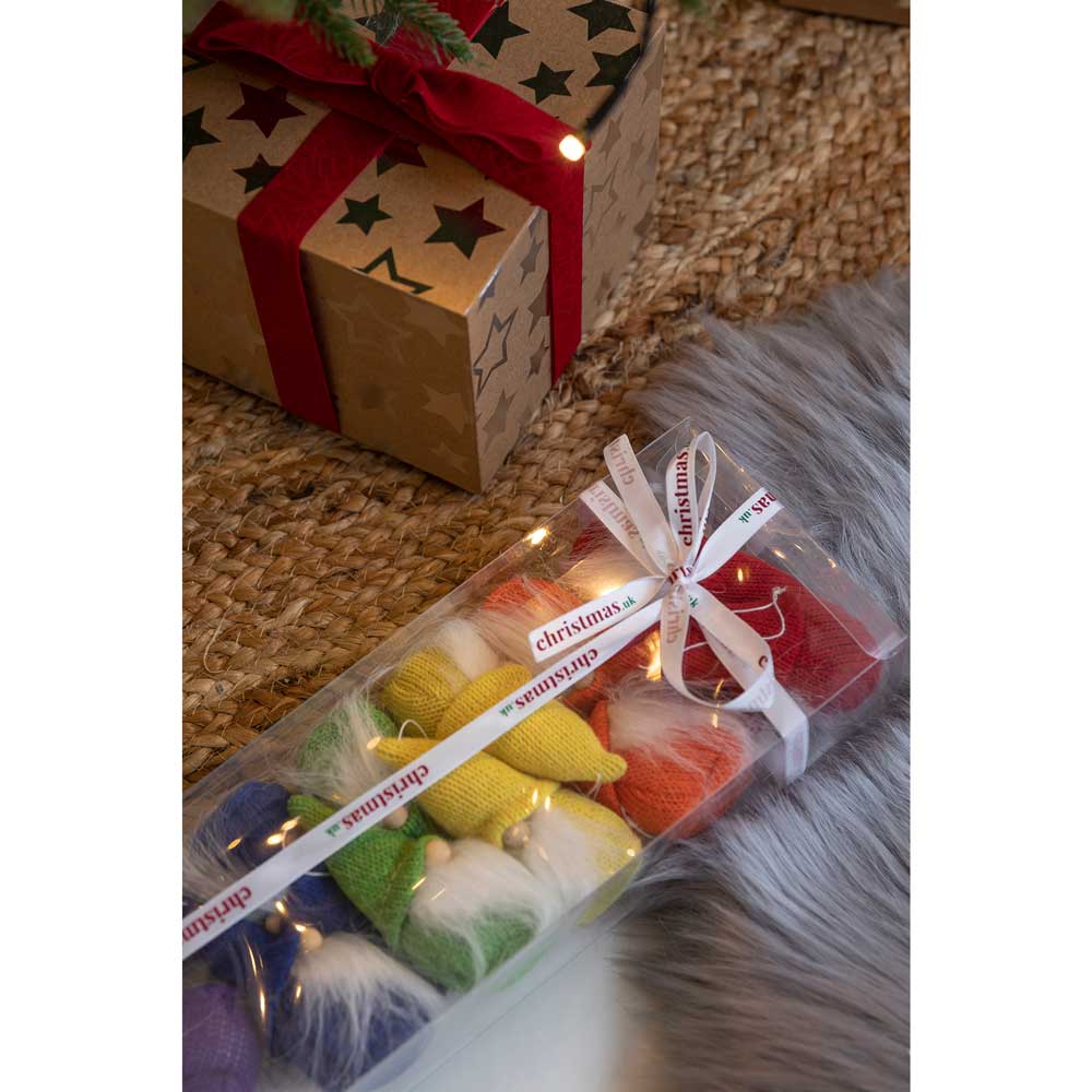 Rainbow Christmas Gonks - Christmas Tree Decorations - Set of 12 - Christmas.uk