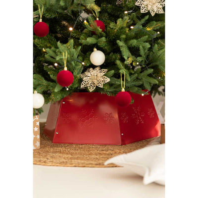 Red Christmas Tree Collar - Metal Christmas Tree Skirt - Christmas.uk