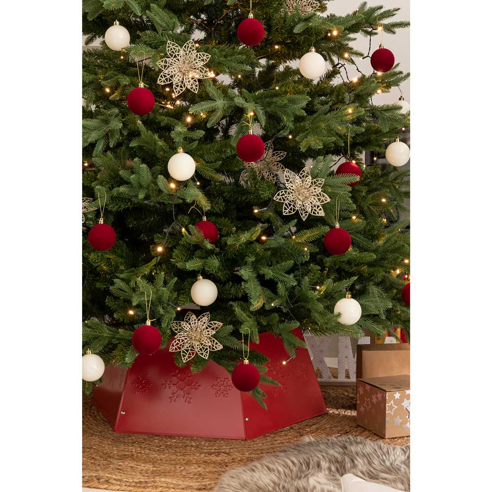 Red Christmas Tree Collar - Metal Christmas Tree Skirt - Christmas.uk