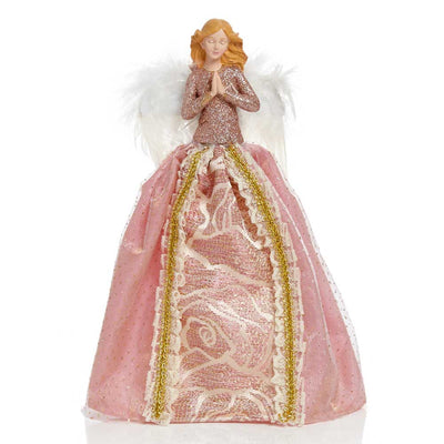 Rose Gold Fairy Praying Angel Tree Topper - 28 cm - Christmas.uk