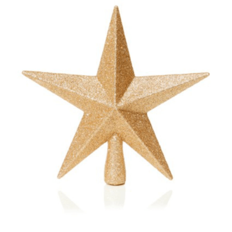 Rose Gold Tree Top Star - 20 cm, Glitter Finish - Christmas.uk