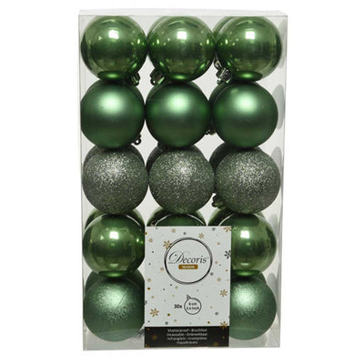 Sage Green Shatterproof Baubles - 6 cm - box of 30 Kaemingk 8720194931035 I Christmas UK Online Shop