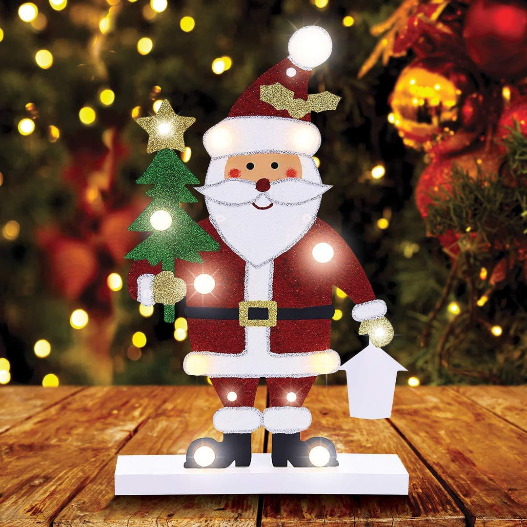 Santa Claus Wooden Figure - 10 LED - Christmas.uk