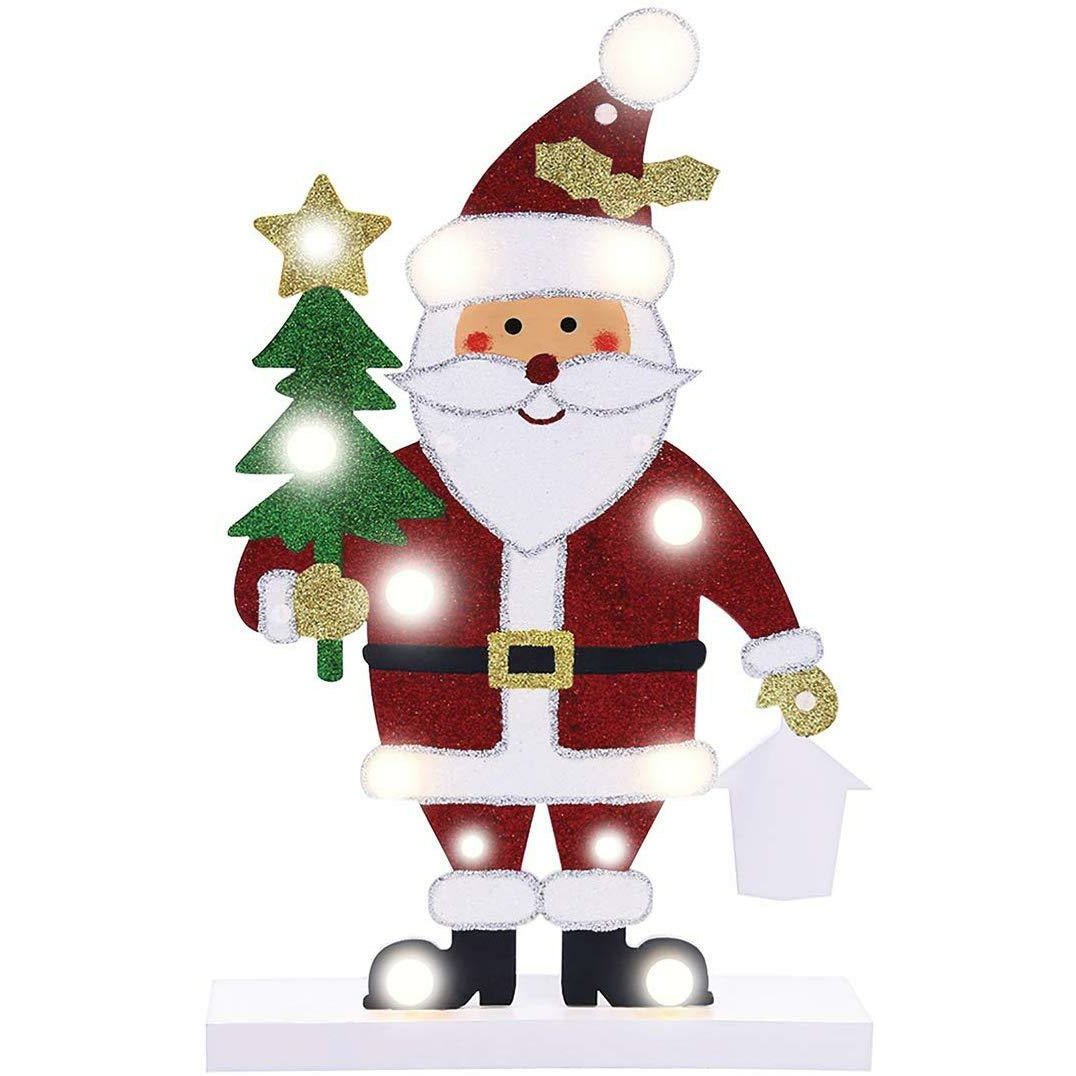 Santa Claus Wooden Figure - 10 LED - Christmas.uk
