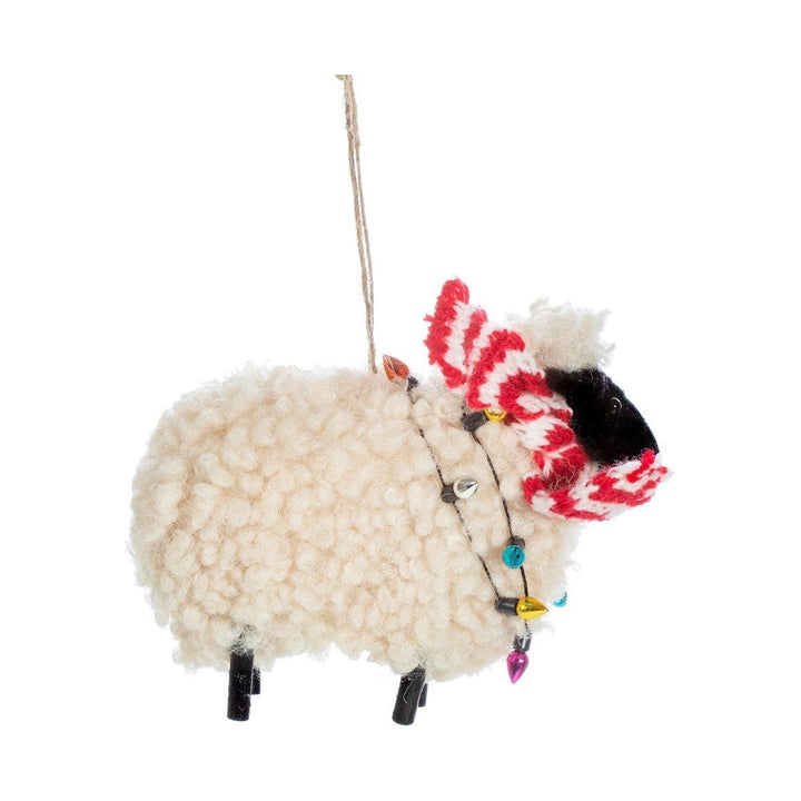 Sheep in Scarf Felt Decoration - Christmas.uk