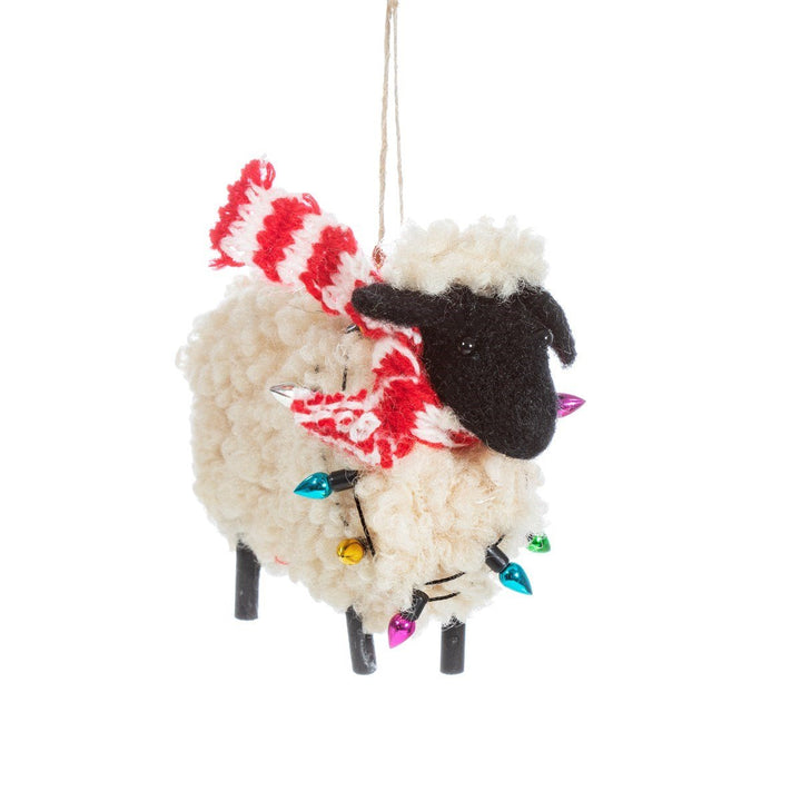 Sheep in Scarf Felt Decoration - Christmas.uk