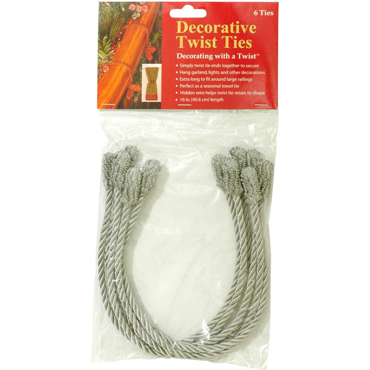 Silver Decorative Twist Ties - set of 6 - Christmas.uk