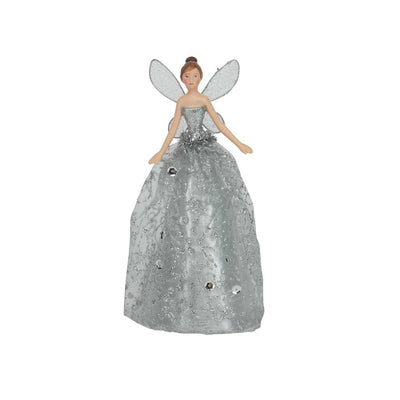 Silver Glitter Fairy Angel Tree Topper by Gisela Graham - Christmas.uk