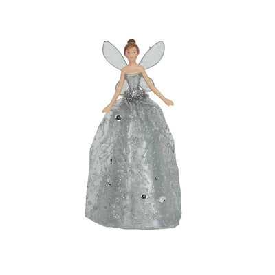 Silver Glitter Fairy Angel Tree Topper by Gisela Graham Gisela Graham 5030026318419 I Christmas UK Online Shop