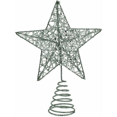 Silver Glitter Mesh Tree Top Star - 20cm - Christmas.uk