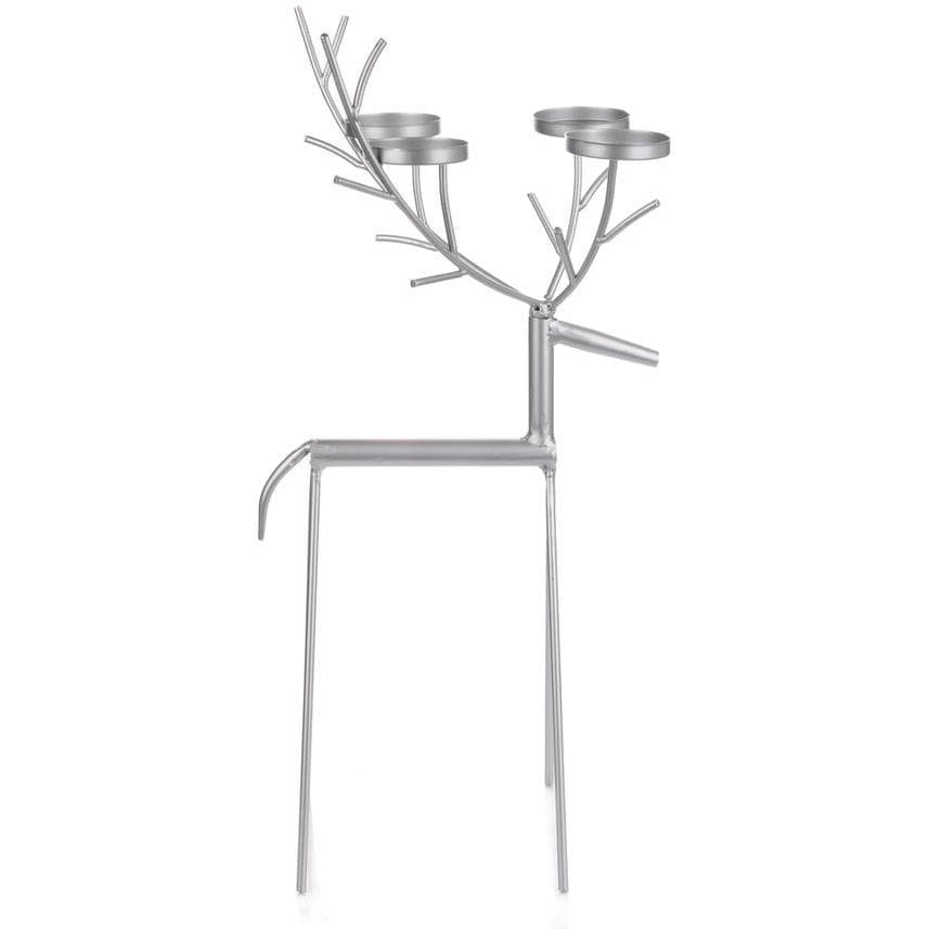 Silver Reindeer Candlelights Holder - 55 cm - Christmas.uk