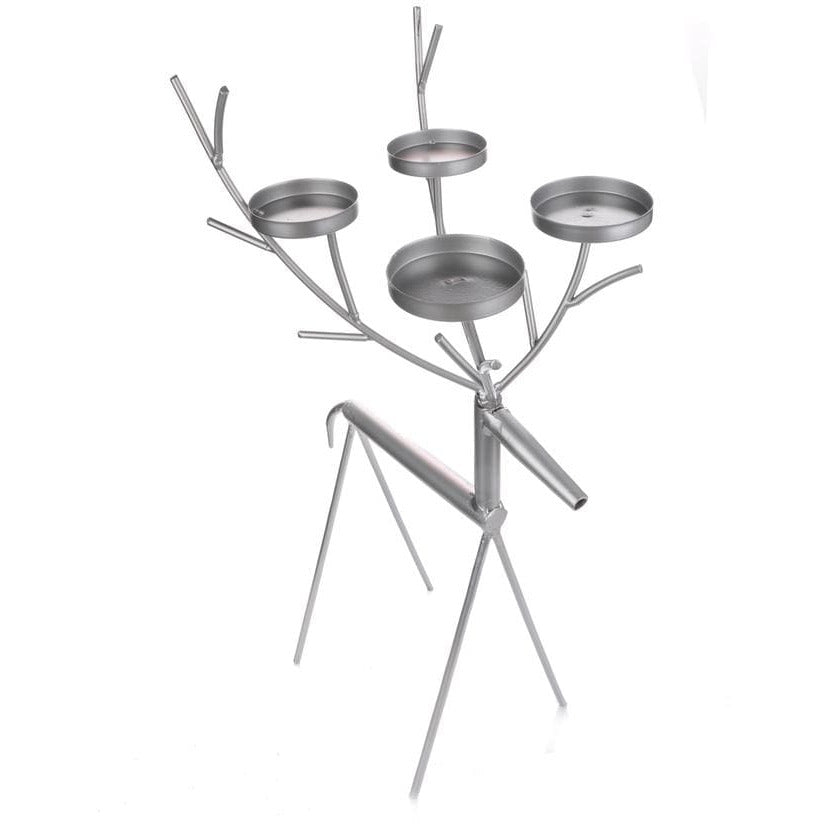 Silver Reindeer Candlelights Holder - 55 cm - Christmas.uk