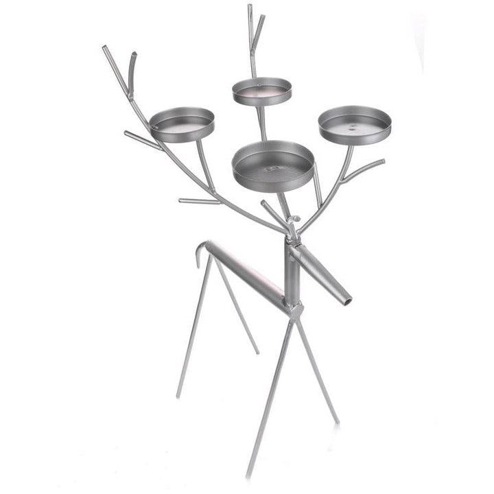 Silver Reindeer Candlelights Holder - 55 cm - Christmas.uk