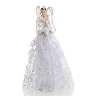 Silver White Fairy Angel with Dove Tree Topper - 25 cm - Christmas.uk