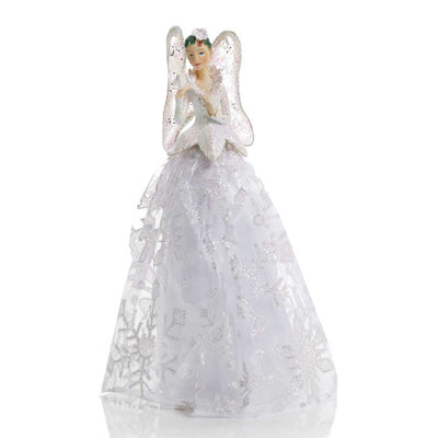 Silver White Fairy Angel with Dove Tree Topper - 25 cm Premier 5053844270561 I Christmas UK Online Shop