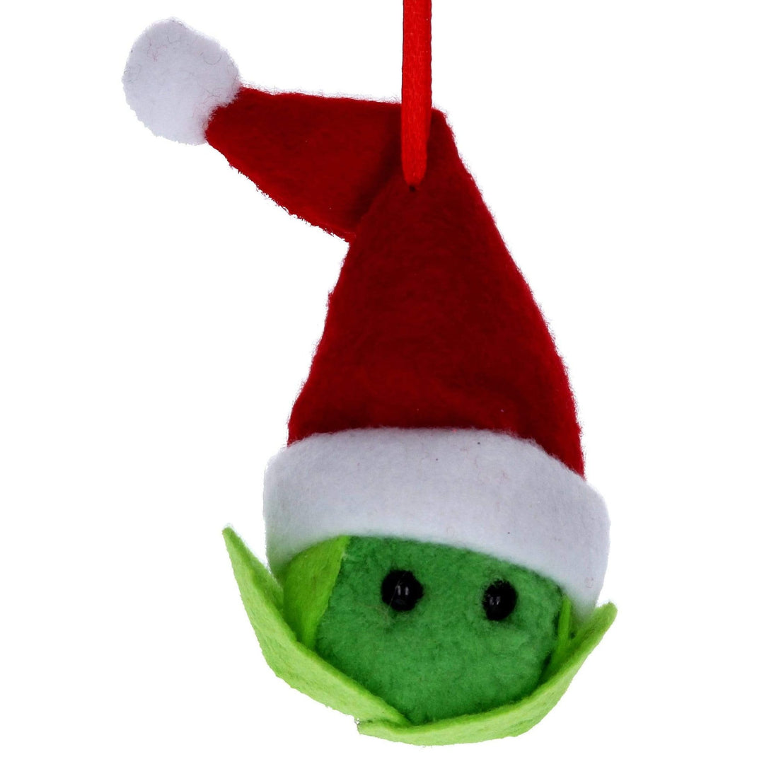 Sprout with Santa Hat - 13 cm, Christmas Felt Decoration - Christmas.uk