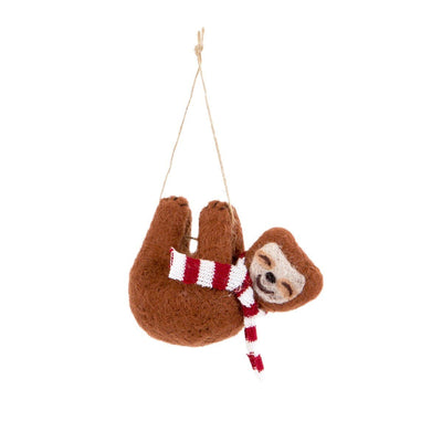 Swinging Sloth With Scarf Hanging Decoration - Christmas.uk