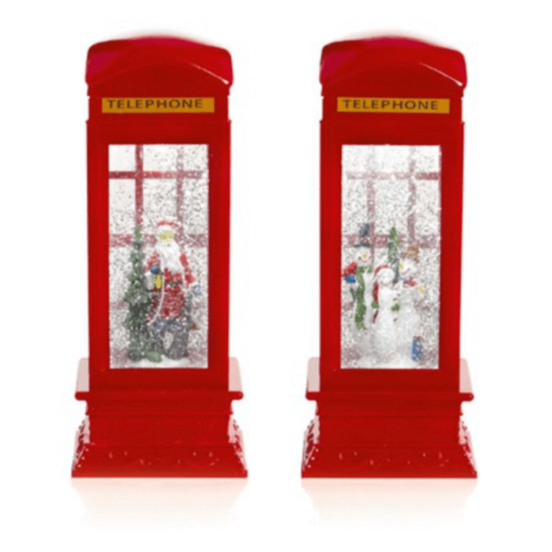 Telephone Box Christmas Decoration - Glitter Water Spinner - Christmas.uk