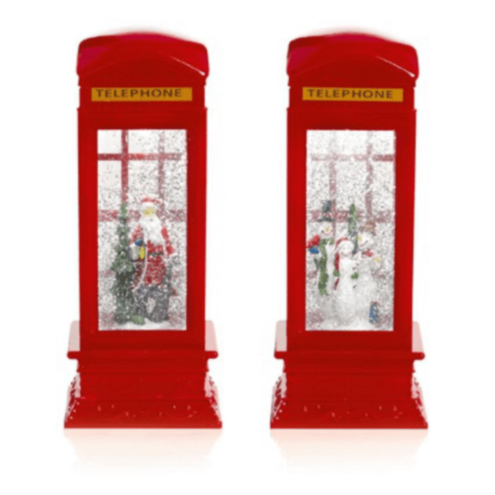 Telephone Box Christmas Decoration - Glitter Water Spinner - Christmas.uk