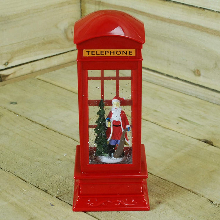 Telephone Box Christmas Decoration - Glitter Water Spinner - Christmas.uk