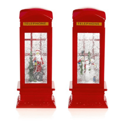 Telephone Box Christmas Decoration - Glitter Water Spinner Premier Decorations I Christmas UK Online Shop