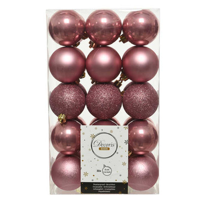 Velvet Pink Shatterproof Baubles - 6 cm - box of 30 Kaemingk 8720194930632 I Christmas UK Online Shop