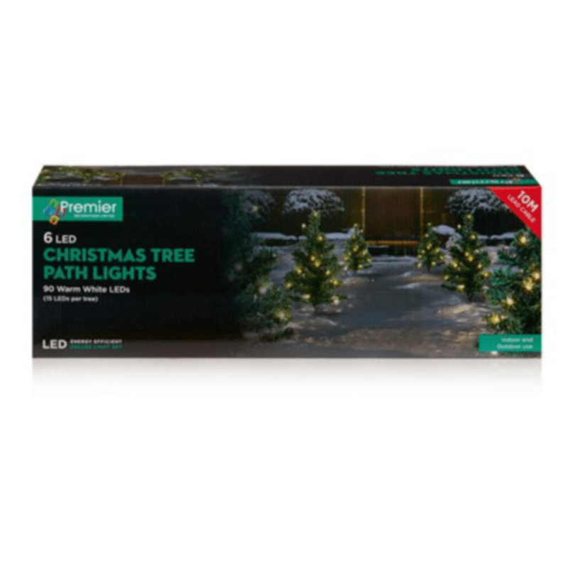 Warm White LED Christmas Tree Pathway Lights - 6 Pack - Christmas.uk