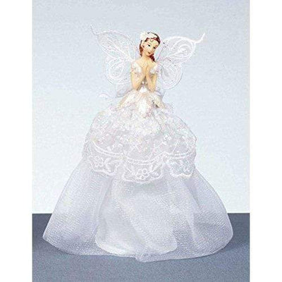 White Angel Tree Topper - 23 cm, glitter finish - Christmas.uk