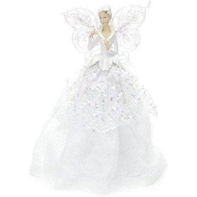 White Fabric Fairy Angel Christmas Tree Topper - 23 cm Festive Productions 5020244229222 I Christmas UK Online Shop