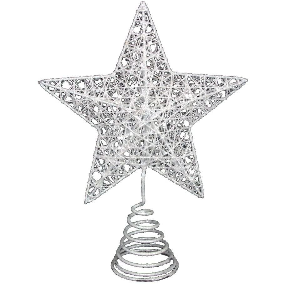 White Iridescent Wire Tree Top Star - 20cm - Christmas.uk
