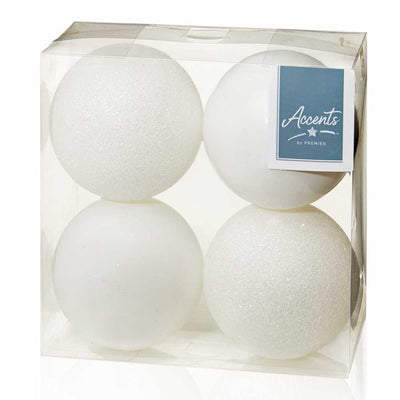 White Shatterproof Baubles - 10 cm - set of 4 - Christmas.uk