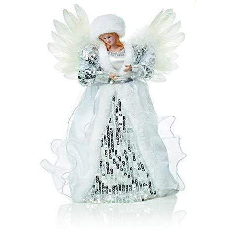 White & Silver Fairy Angel Tree Topper - 30 cm - Christmas.uk