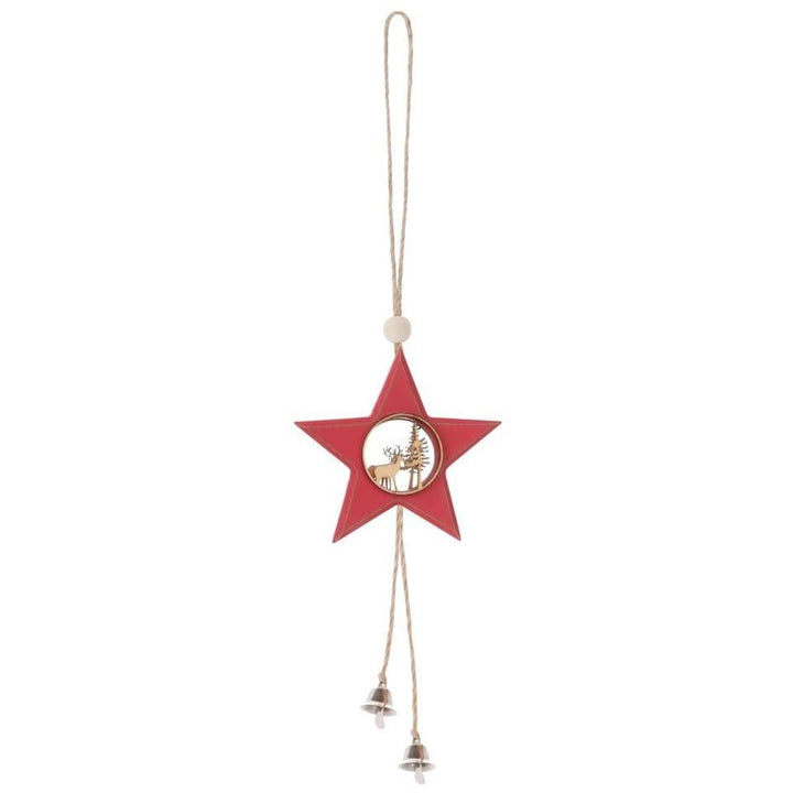 Wooden Christmas Star, Tree & Heart Hanging Decorations - Set of 3 - Christmas.uk
