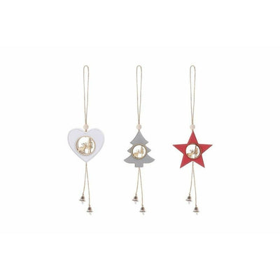 Wooden Christmas Star, Tree & Heart Hanging Decorations - Set of 3 - Christmas.uk