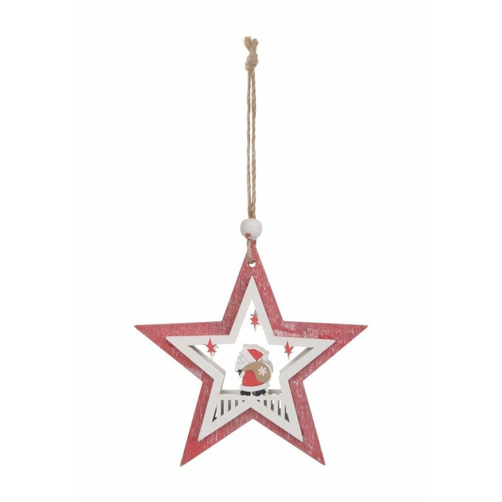 Wooden Star Christmas Tree Decorations - set of 2 - Christmas.uk