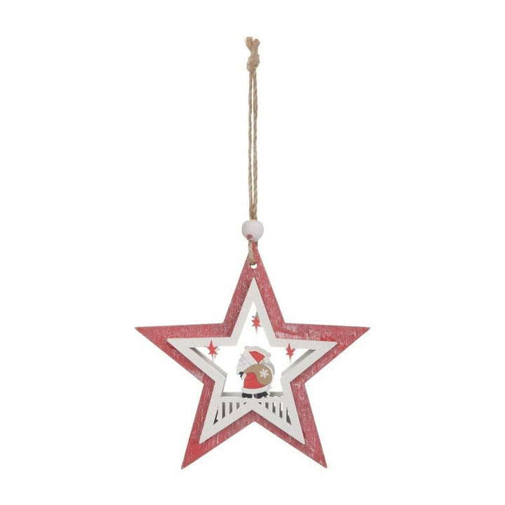 Wooden Star Christmas Tree Decorations - set of 2 - Christmas.uk
